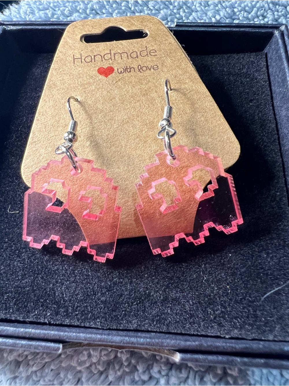 NEW Handmade Pink Ms. Pac Man Dangle Earrings